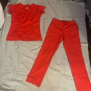 Red scrub set/ women’s •pants are petite with draw string for waste fit